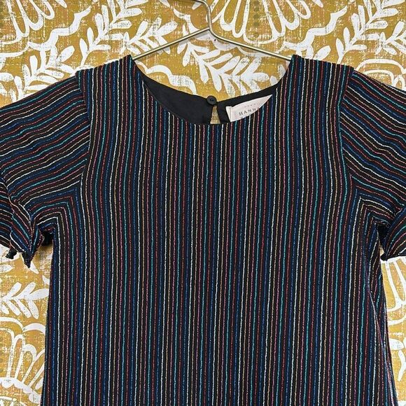 NWT Hannah Banana Girl’s Metallic Lurex Stripe Short Sleeve Ruffle  Dress size 6 - Picture 2 of 7